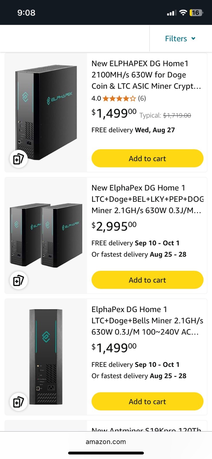 ElphaPex DG Home 1 Scrypt Miner – 2100 MH/s @ 630 W – LTC & DOGE Quiet Home ASIC thumbnail 5