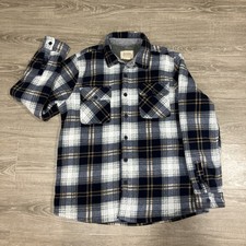 Boston Traders Mens Sherpa Lined Plaid Fleece Shirt Jacket Size Large