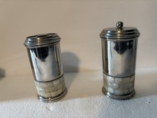 Vintage Porcelain Shell Metal Toothbrush Holder And Cup Set with Covers