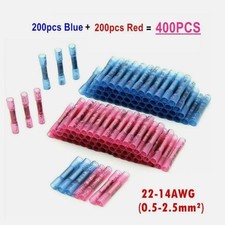 400PCS 22-14 AWG Heat Shrink Butt Wire Splice Connectors Seal Crimp Terminals