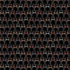 Feline Drive Fabric STARLIGHT SPOOKS Black Cats - Sold by the Yard