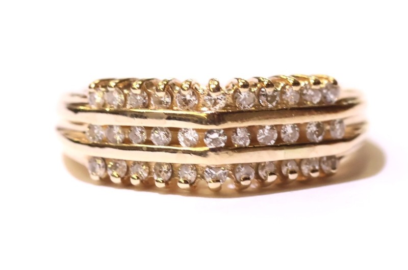 14K Yellow gold .24ct SI2 diamond channel set anniversary wedding band ring 3.5g