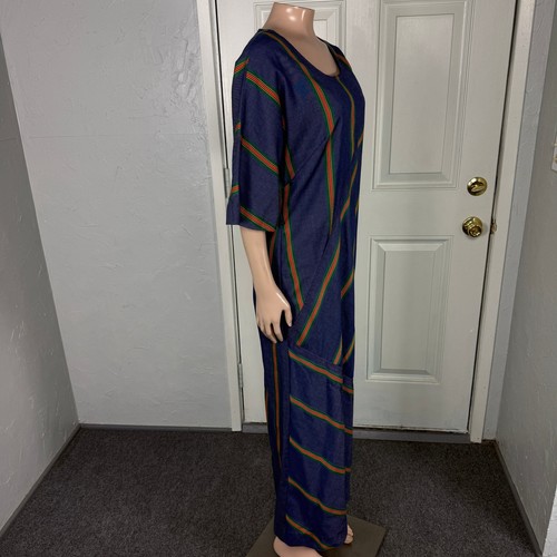 Vintage 60s 70s Alice California Women's Dress Hippie Stripe Maxi Pocket C3-26 - Picture 6 of 7
