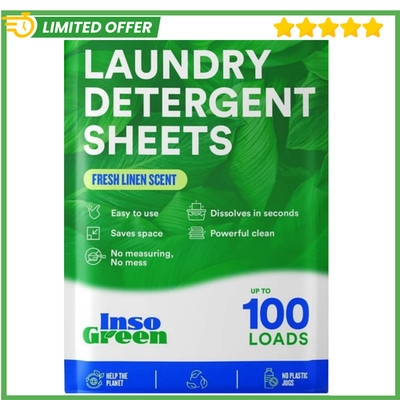 Laundry Detergent Sheets   100 Loads - Eco Washer Sheets Detergent
