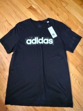 Adidas Mens Sportswear Black Logo T-shirt Size Large NWT Regular Fit