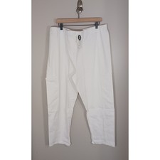Eileen Fisher Organic Cotton Hemp Blend Stretch White Ankle Pants Size 1X New