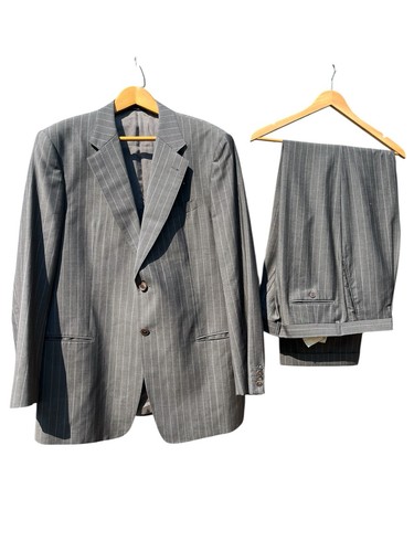Armani Collizione Gray Blue Wool Pinstripe Men’s Suit 40r - Picture 5 of 17