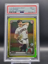 Liam Norris 2020 Bowman Draft 1st Edition Yellow Foil /75 #BD-147 PSA 9 MINT