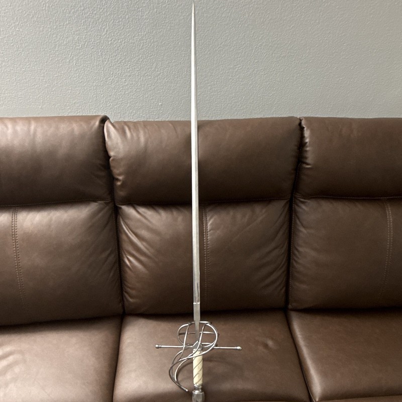 Renaissance Reproduction Rapier Steel Blade, Silver Wire Guard, Beige Grip