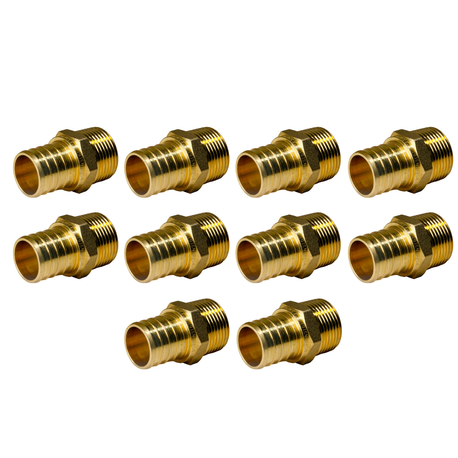 10 Pack XFITTING 1" Pex-B x 3/4" Male NPT Threaded Adapter, Lead Free Brass