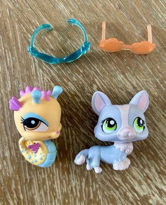 Littlest Pet Shop LPS Pet Pairs #1485 Seahorse  & #1486 Corgi Dog