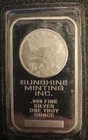 1 Troy Oz. .999 Fine Silver Sunshine Minting Bar  Still Sealed