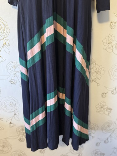 Boden Dress Size 14 Regular Juliet Jersey Midi Dress Navy Blue Green Stripe 020 - Picture 4 of 8