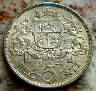 Latvia 1929 5 Lati Silver Coin Latvia's Respublika. KM#9 | eBay