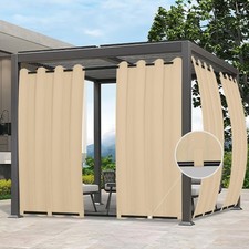 Outdoor Patio Curtains Waterproof Windproof Beige Panel