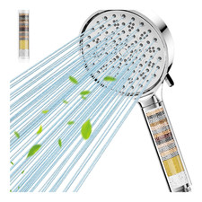 Duschkopf Handbrause Chrom Wassersparend 6 Strahlarten 20 Schichten Filtration