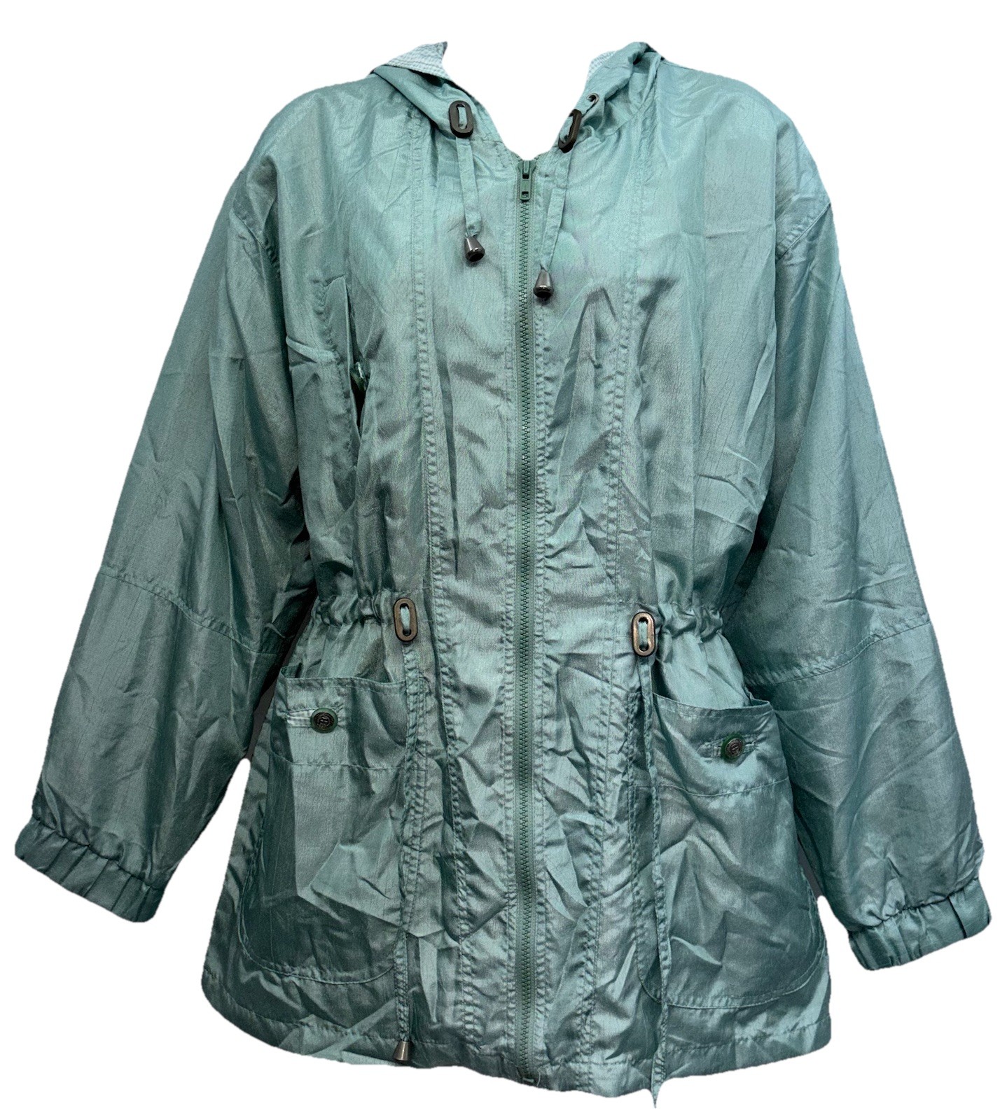 VTG 90's Basic Editions Size M Full Zip Drawstrin… - image 1