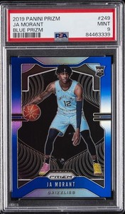 2019 PANINI PRIZM BLUE PRIZM #249 JA MORANT ROOKIE RC 125/199 PSA 9