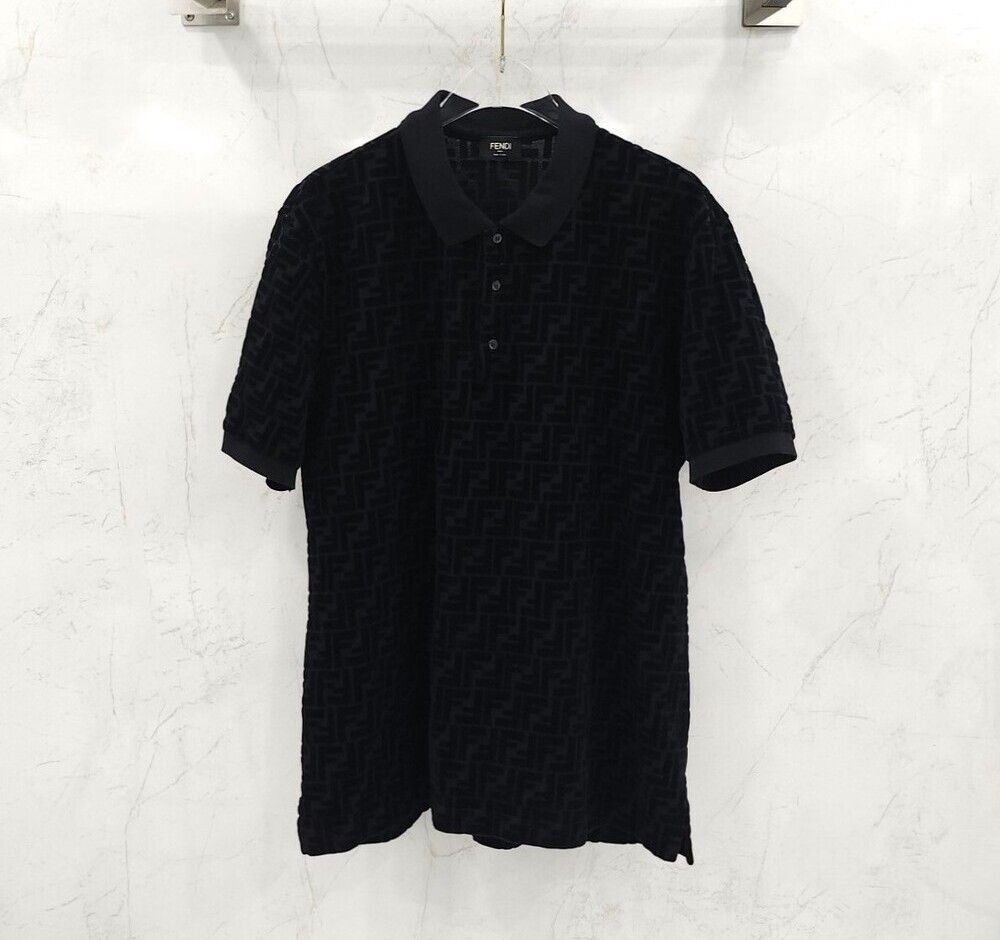 Fendi Motif Polo Short Sleeve Shirt Black FY0985 152193079