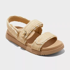 Women's Tilly Raffia Platform Footbed Sandals - A New Day