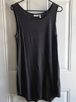 Logo Lori Goldstein Striped Maroon Tank Tunic Top Sz. M