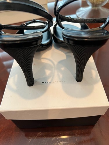 MARC JACOB ANKLE STRAP SPAZZOLATO BLACK SANDALS SIZE 8B - Picture 16 of 16