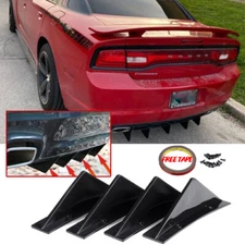 4Pcs Universal Rear Bumper Diffuser Spoiler Lip Splitter Shark Fin Blade Trim