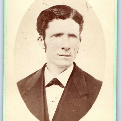 #ad c1870s Troy New York Handsome Young Man CdV Photo Card Leo Daft NY H6 $17.95