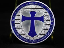 Knights Templar Cross Coin - Blue