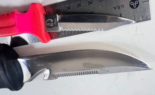 2 Stainless Diving Knife ~ Aqua Lung US Divers & Deep Sea + Sheaths NICE - Picture 11 of 14