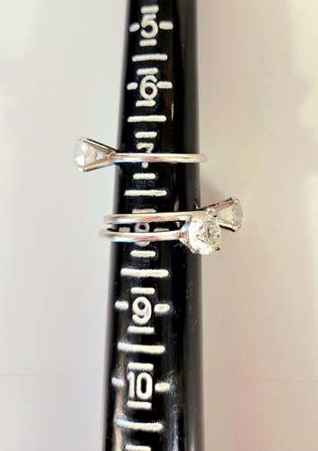 3 Vintage Uncas Arrow Signed CZ Solitaire Engagement Rings Silver T.Sizes7&8 Lot - Picture 2 of 20