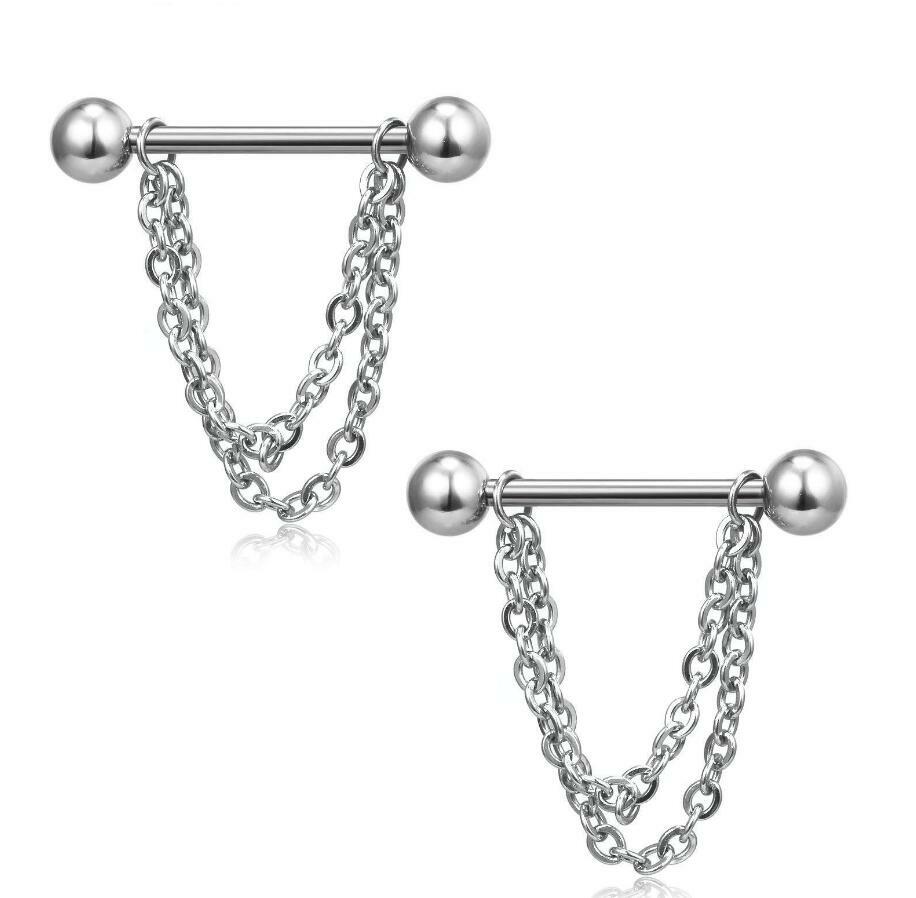 HOT Silver Gold Chain Nipple Piercing Ring / Shield / Surgical Steel