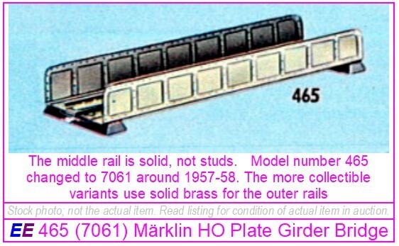 Used LikeNew 7061 Märklin  HO 3 Rail Bridge/Ramp;   465 Brass Outer Rails