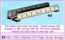 Used LikeNew 7061 Märklin  HO 3 Rail Bridge/Ramp;   465 Brass Outer Rails