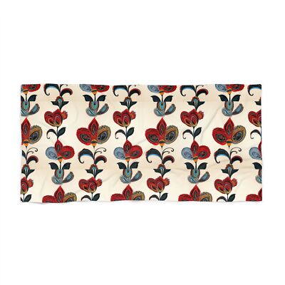 Paisley Flowers Beach Towel, Floral Towel, Summer Towel, Boho Beach Blanket,