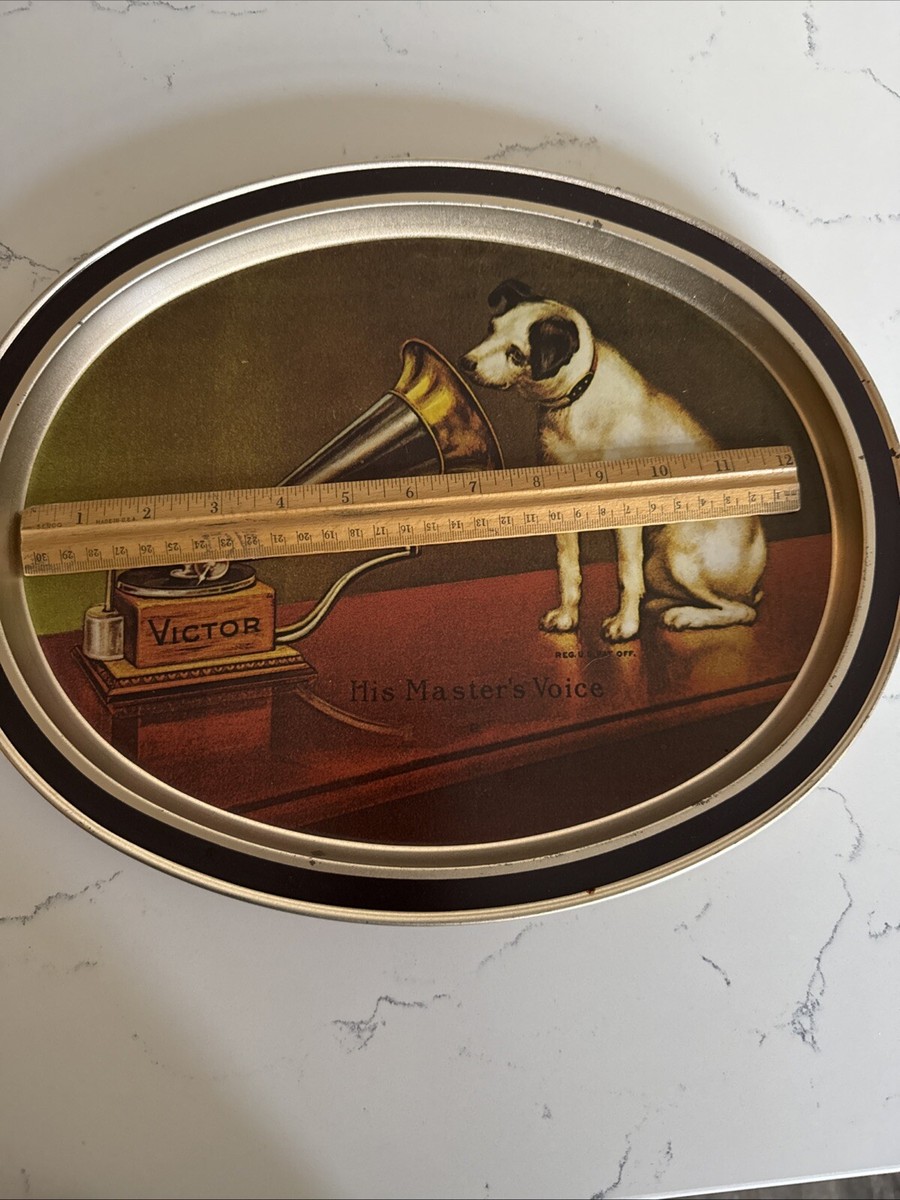 Vintage Metal Tray RCA Victor Nipper the Dog His Master's Voice