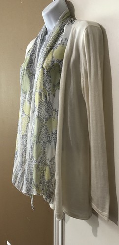 Soft Surroundings Open Front Wool Blend Cardigan Sweater Silk Python Prin Sz PS - Picture 3 of 11