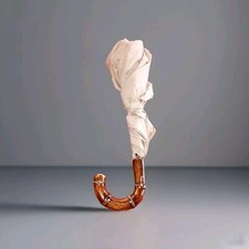 Vintage Schertz Umbrella Beige Brown Bamboo Handle Made in Italy - READ