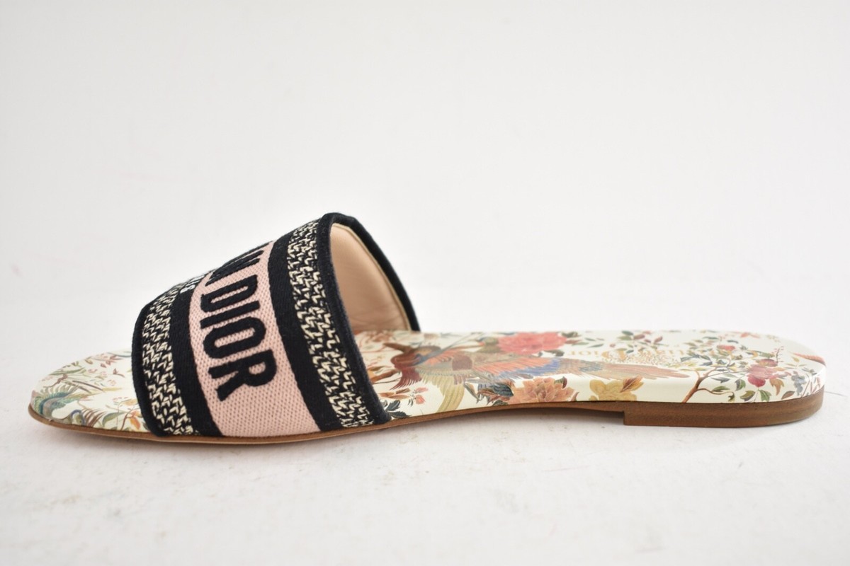 Christian Dior Dway Jardín D' Hiver Embroidered Logo Slide
