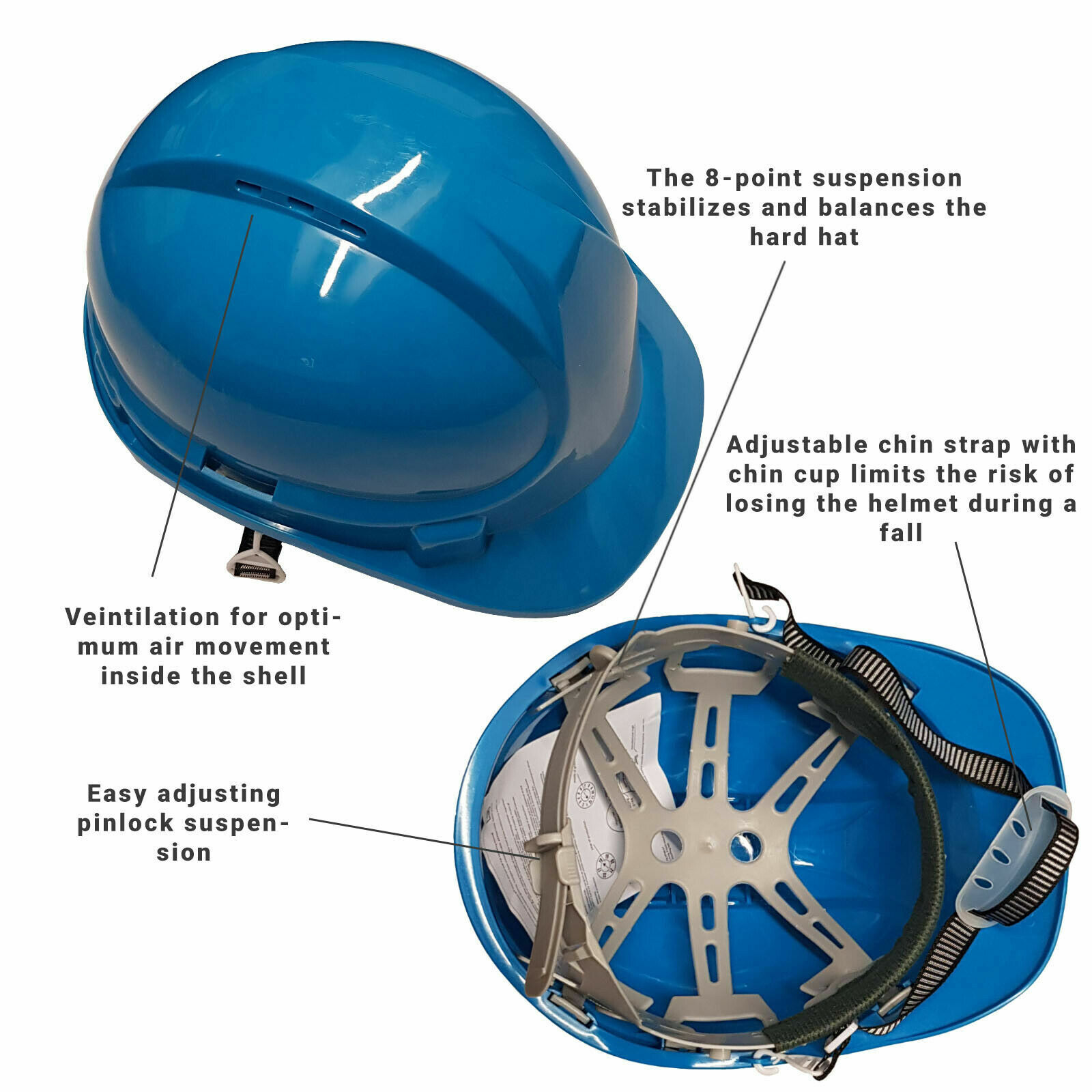 Details zu  Safety Helmet Helmets Hard Hat 8 Point Harness Sweatband Builders Work Billiges neustes Produkt