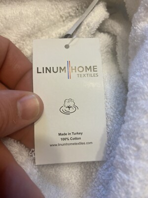 Linum Textiles White Cotton Bathrobe Embroidered L/XL Mr. Nex W/Tags