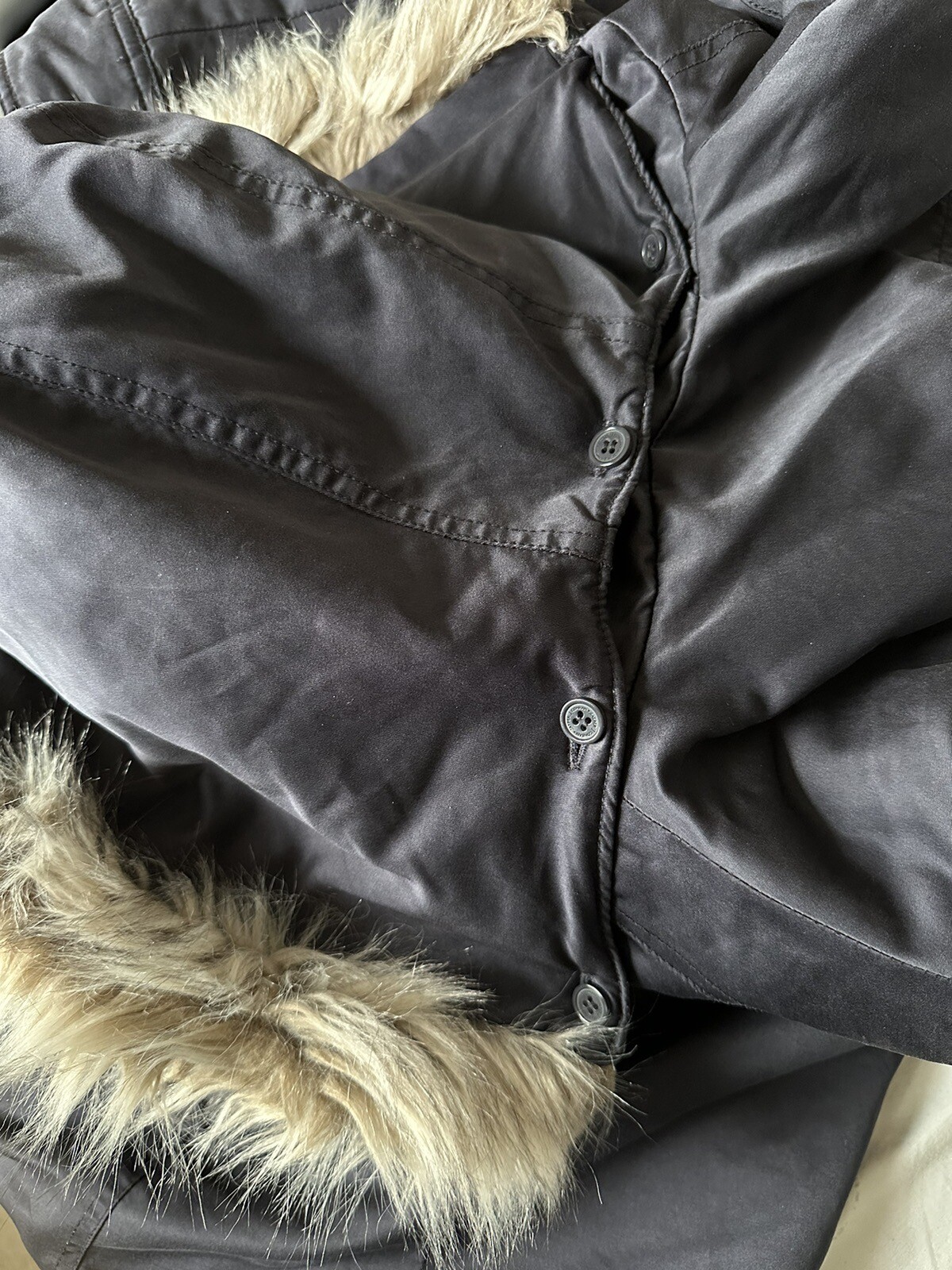 Jasper Conran Ladies Padded Lined Navy Blue Coat Detachable Hood Size