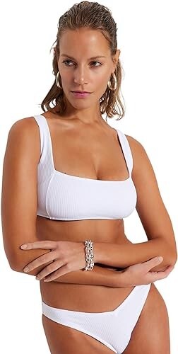 Trendyol Bralette Womens Balconette Bikini Top Swimwear Beachwear Bra White 6 UK