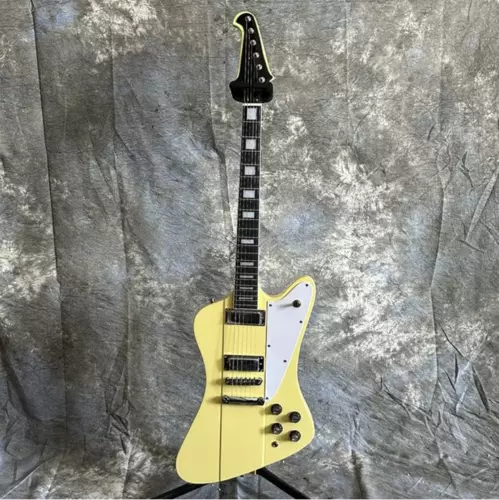 Unbranded Firebird Electric Guitar Antique White Mini Pickups Chrome Hardware