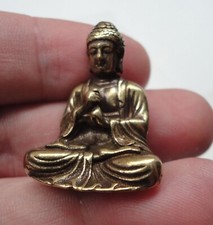Small Brass Mini Portable Retro Buddha Zen Statue Sitting Ornament New/Old Stock