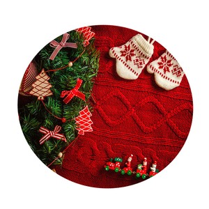 Round Vinyl Tablecloth Christmas Themed Table Cover Fit 120cm Round Tables