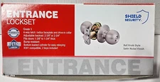 Entrance Lock Shield Security Lockset Satin Nickle BALL Knob - Keyed