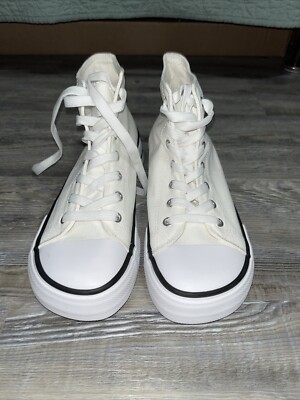 NEW! Women's High Top Sneakers Canvas Shoes White Hi Tops