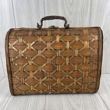 VTG Woven Wicker Rattan & Brass Basket Purse ...