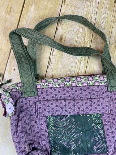 Handmade Purple Green Purse Handbag Zipper Closure One Of A Kind - Picture 5 of 9